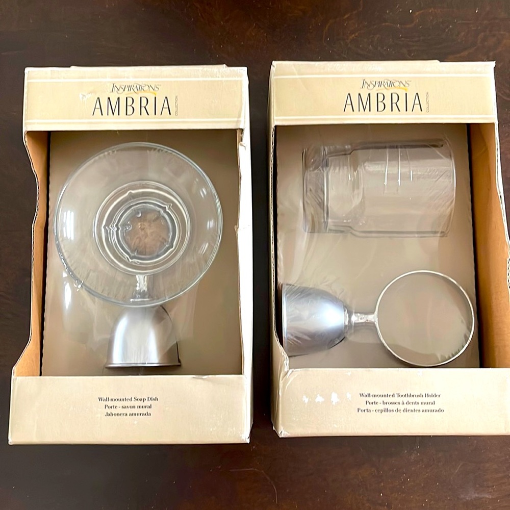 Ambria wall-mounted soap dish and toothbrush holder